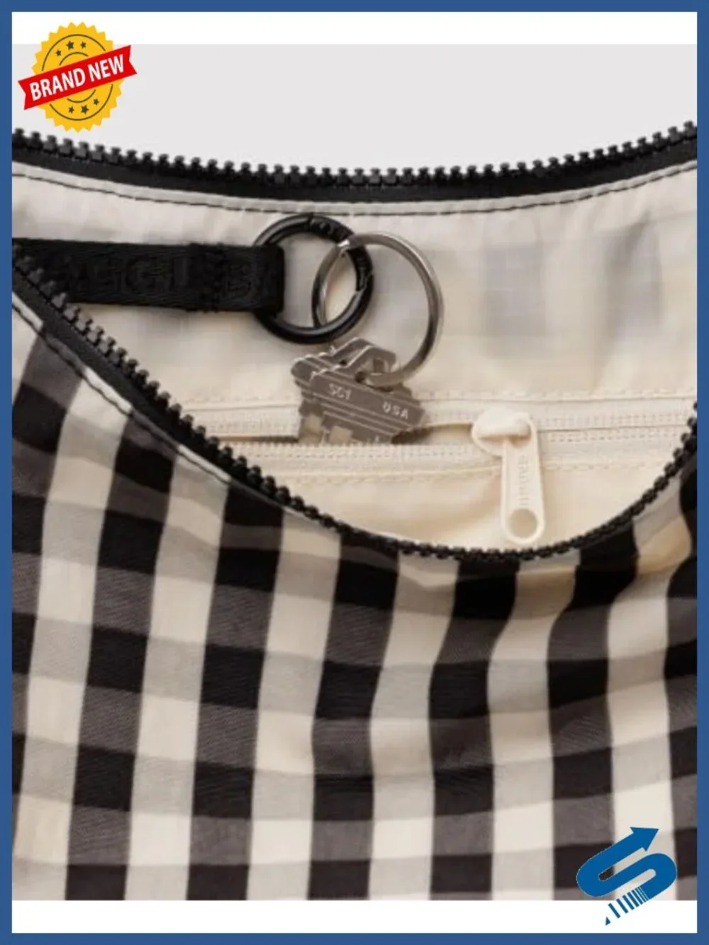BAGGU Medium Nylon Crescent Bag - Hobo Crossbody, Machine Washable